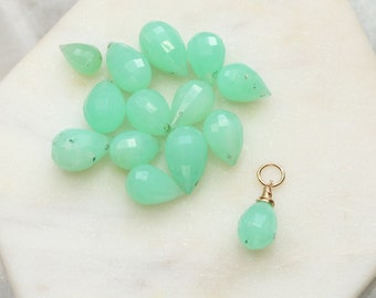 Apple green chrysoprase loose charm for necklaces, earring charms, minimalist gemstone pendant for jewelry making, charms for chains