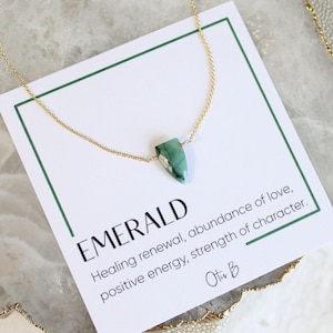 Dainty Emerald Necklace: Minimalist Gemstone, May Birthstone