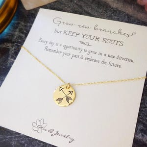 Arrow necklace, inspirational gift for her, stamped coin necklace, daughter gift, motivational gift, gift for sister,inspirational quote