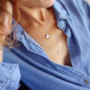 Dainty circle necklace, layered necklaces, layering necklace set, hammered disc necklace, long layered necklaces, silver, gold, Otis B