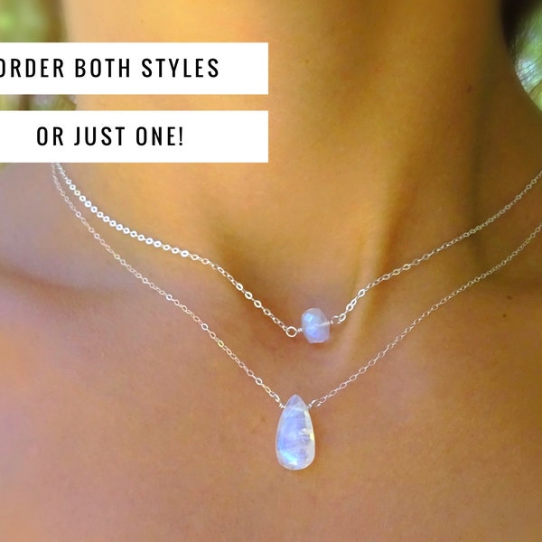 Moonstone necklace, moonstone layering necklace Set, rainbow moonstone, moonstone choker, june birthstone, gift for her, layered necklaces