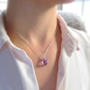 Raw crystal layering necklace, amethyst raw stone necklace, rough gemstone necklace, february birthstone, amethyst pendant, gift for her