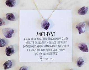 Rough amethyst pendant necklace, raw amethyst crystal necklace, dainty layering necklace, February birthstone, amethyst point