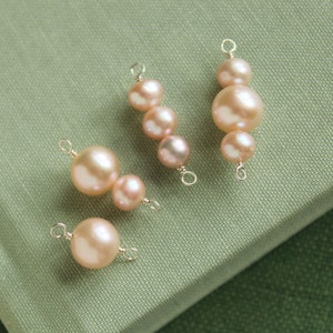 Pearl connectors for jewelry making, real freshwater pearl charms for permanent jewelry, charm bar charms, permanent jewelry starter kit