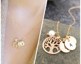 Family tree necklace, Mother's Day, gift for mom, grandmother necklace, personalized tree of life, initial necklace, mommy necklace, Otis b
