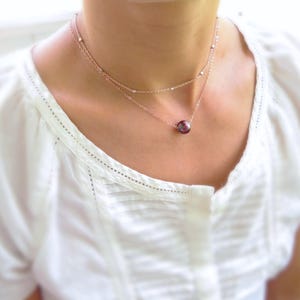Simple floating pearl necklace,  everyday freshwater pearl jewelry, bridesmaid gift, black purple peacock pearl, natural freshwater pearls
