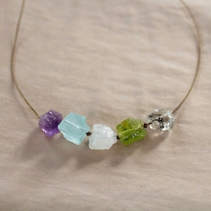 Birthstone necklace with raw gemstones, Crystal necklaces for sisters, friendship necklaces, mothers day jewelry gift for mom