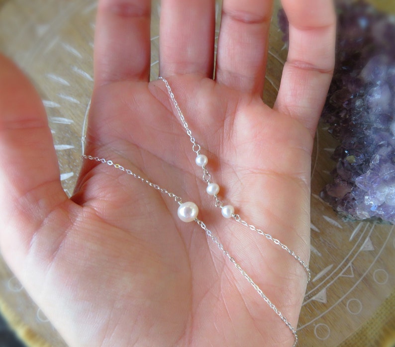 Pearl Choker Set Dainty Silver Choker Dainty Pearl Necklace Etsy