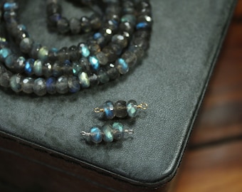 Labradorite gemstone connector for permanent jewelry, Charm bar supplies, gem bar, sterling silver gold filled handmade jewelry findings