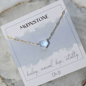 Delicate moonstone layering necklace, paperclip chain necklace, gift for gemini, June birthstone jewelry, graduation gift for her.