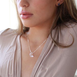 Crescent moon necklace, crystal moon necklace, dainty celestial layering necklace, birthday gift for her, intention necklace, healing stone