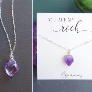 Amethyst pendant necklace, raw amethyst necklace, february birthstone, meaningful gift for her, raw gemstone necklaces for women, Otis B
