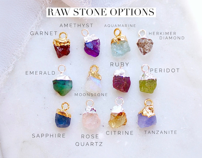 ADD a birthstone to any design in THIS Shop, raw birthstone dangle, raw crystal charm, add a gemstone, birthstone add on, birthstone charm image 3