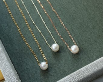 普段使いのパールネックレス、淡水パールネックレス、ブライズメイドギフト、ウェディングジュエリー、彼女へのクラシックなパールジュエリーギフト、防水ジュエリー