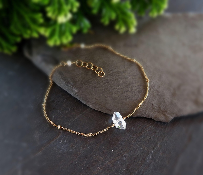 Herkimer diamanten armband, fijn kristal, verstelbare ketting afbeelding 5