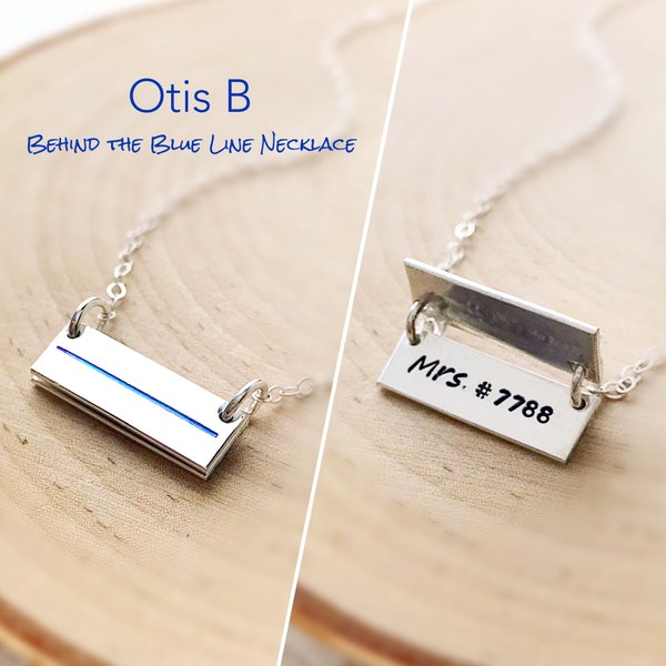 Thin Blue Line necklace, police or fire, law enforcement, badge number, patriotic, police wife, firefighter, commemorative memorial, custom