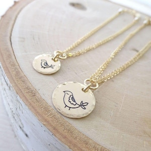 Mother daughter bracelet set, preschool daughter jewelry, mama bird & baby charm bracelets, matching bracelets, kindergarten graduation