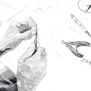May include: A person's hands are shown working with jewelry making tools. The tools include a pair of pliers and a chain.