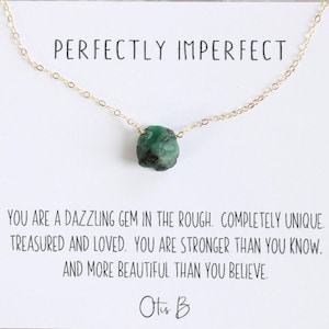 Raw emerald necklace, dainty crystal necklaces for women, raw crystal jewelry, graduation gift for her, high school graduation gift