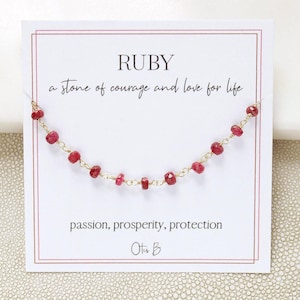 Beaded Ruby necklace, July birthstone, genuine rubies, ruby choker, adjustable ruby gemstone necklace, cancerian birthday gift for her,