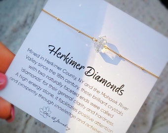 Minimalist Herkimer diamond necklace, Aries jewelry, april birthday, tiny crystal necklace, dainty layering necklace, bridesmaid gift