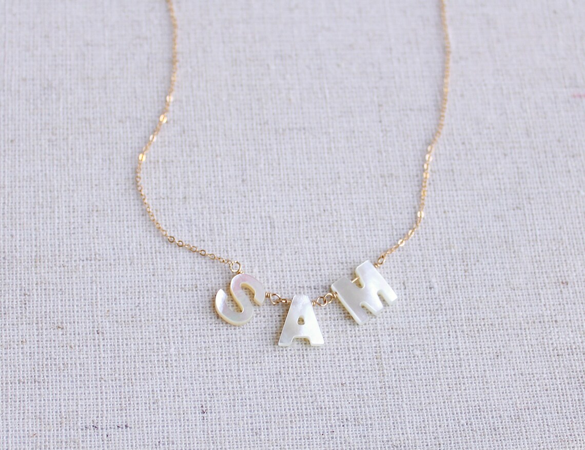 Custom word necklace dainty name necklace letter charm Etsy
