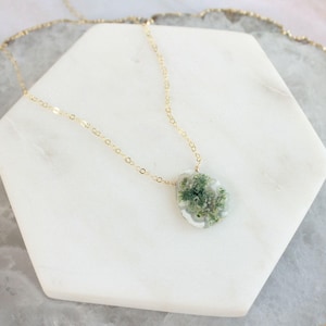 Moss agate necklace, dainty crystal layering necklaces for women, minimalist semi precious gem stone necklace, boho jewelry gift for her