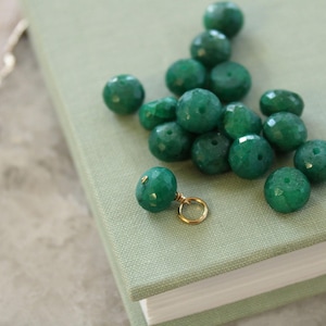 Natural Emerald dangle charm for permanent jewelry, earring charms, gemstone charms to build your own collection, minimal loose gem charms