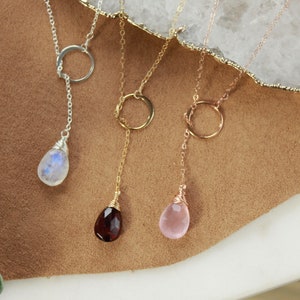 Moonstone jewelry, moonstone necklace, moonstone lariat, CUSTOMIZABLE gemstone necklace, gem drop necklace, rainbow moonstone necklace image 4