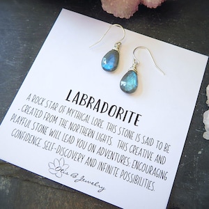 Dainty Labradorite earrings, gift for her, Handmade gemstone earrings for women, wire wrapped labradorite dangle earrings, blue flash stones