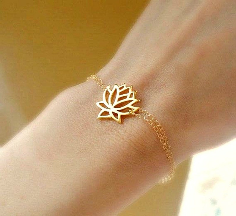Simple lotus bracelet, adjustable gold bracelet, minimal layering stacking bracelet, minimalist boho bracelet, bohemian bracelet, yoga 