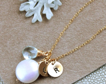 Collier à deux initiales, collier personnalisé avec pierre de naissance pour femme, collier pour maman, plaqué or ou argent sterling