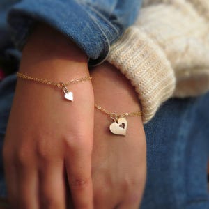 Matching mother daughter bracelet set, kindergarten graduation jewelry gift for girls, mommy & me jewelry, heart charm bracelets to share