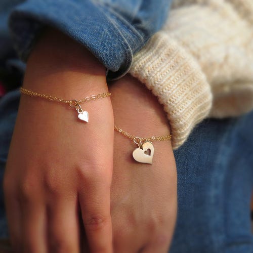 Ensemble de bracelets à breloques cœurs assortis, bijoux maman et moi