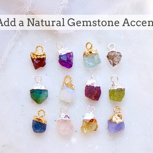 ADD a birthstone to any design in THIS Shop, raw birthstone dangle, raw crystal charm, add a gemstone, birthstone add on, birthstone charm image 1