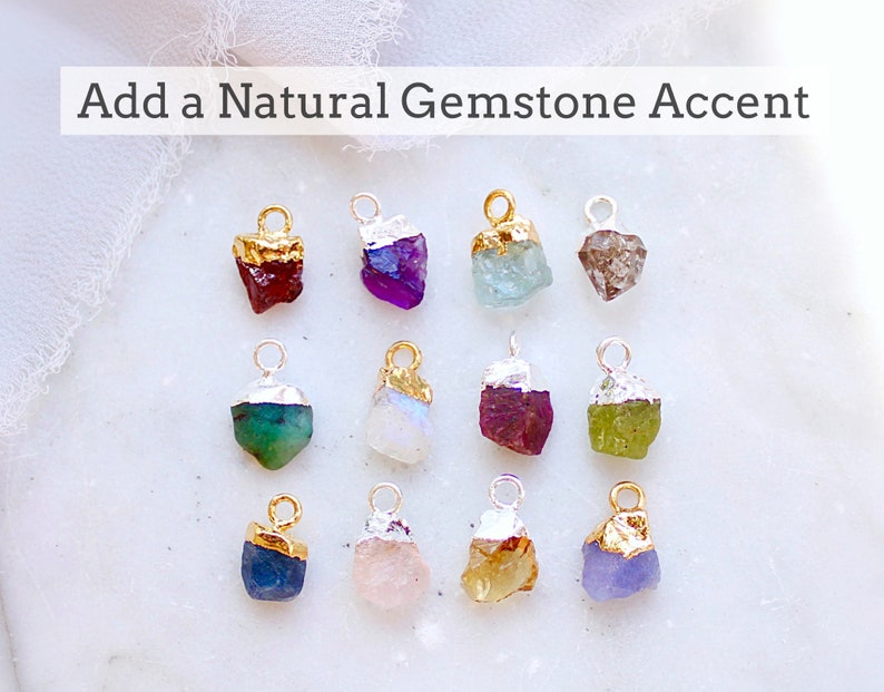 ADD a birthstone to any design in THIS Shop, raw birthstone dangle, raw crystal charm, add a gemstone, birthstone add on, birthstone charm image 1