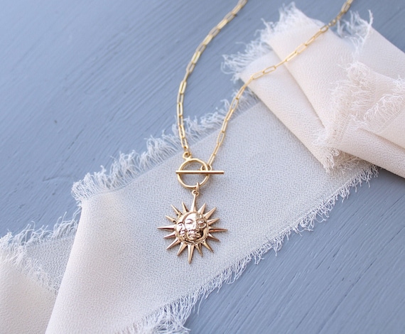 Sun Moon Necklace Gold Toggle Necklace Graduation Gift for Her