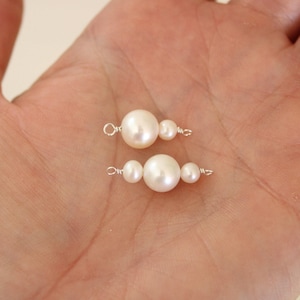 Natural pearl connectors for permanent jewelry, wire wrapped connectors, organic pearls, real pearl findings, sterling silver, gold filled