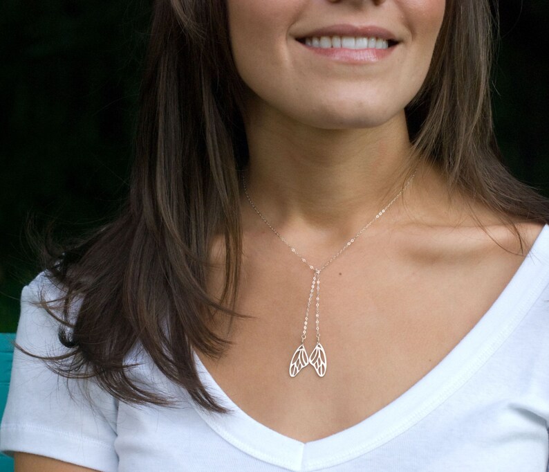 Butterfly Wing Lariat Sterling Silver Lariat Necklace Etsy