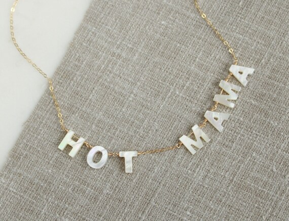 Mother of Pearl Letter Name Necklace 