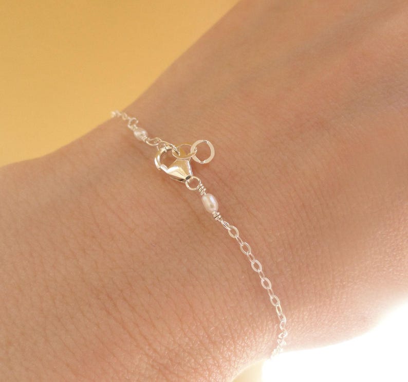 Dainty Emerald Bracelet: Sterling Silver Gemstone Bar, Adjustable image 3