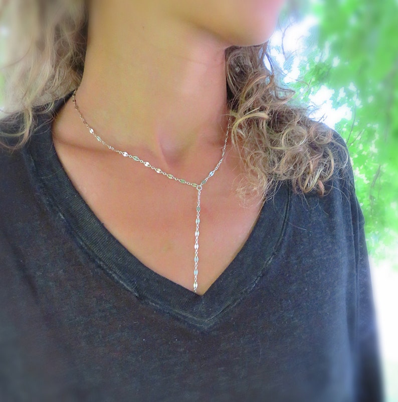 Y Necklace Silver Y Necklace Minimal Layering Necklace Etsy