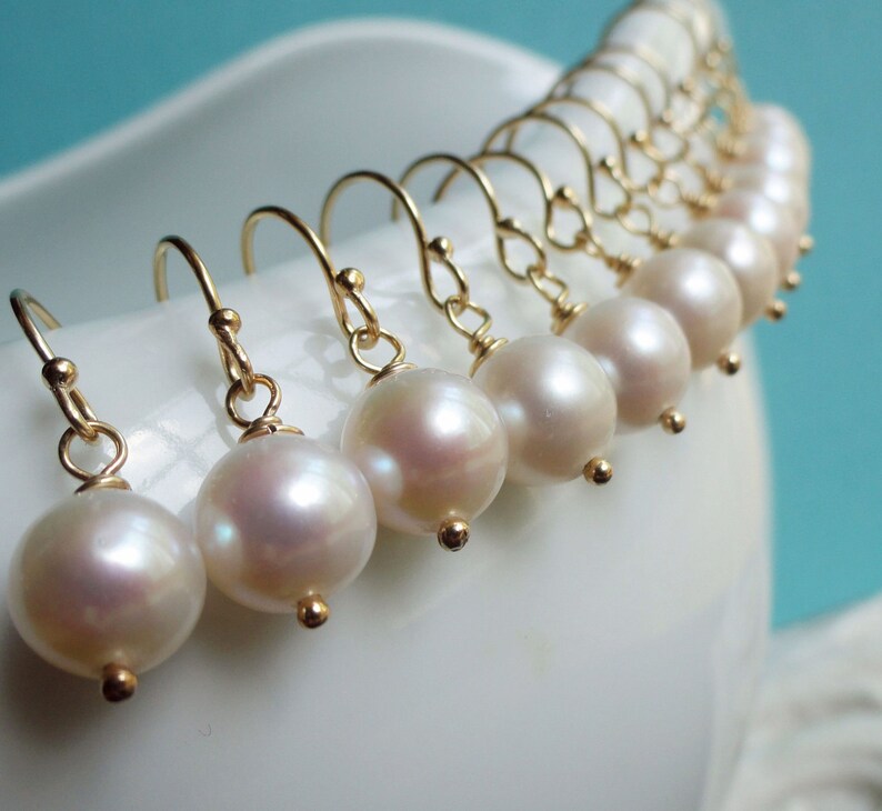 Simple Pearl Drop Earrings Dainty Pearl Dangle Earrings Etsy