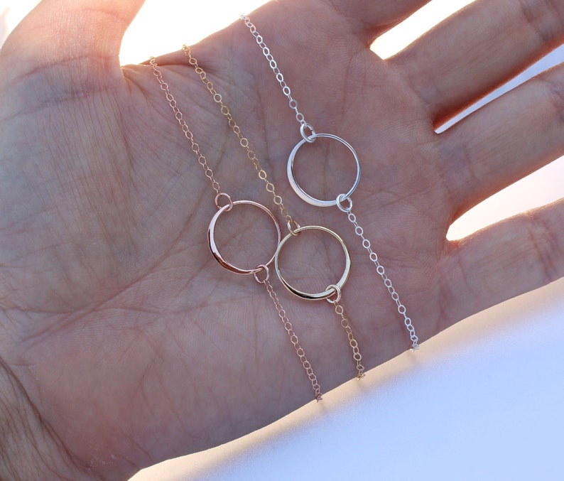 Open circle necklace, karma necklace, minimal necklace, eternity necklace, layering necklace, everyday necklace, silver circle necklace image 3