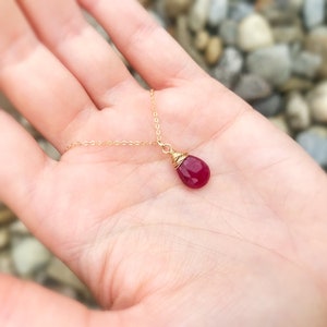 Ruby necklace, real ruby necklace, July birthstone, ruby pendant, ruby teardrop, ruby solitaire necklace, ruby gift for her, cancerian gift image 3