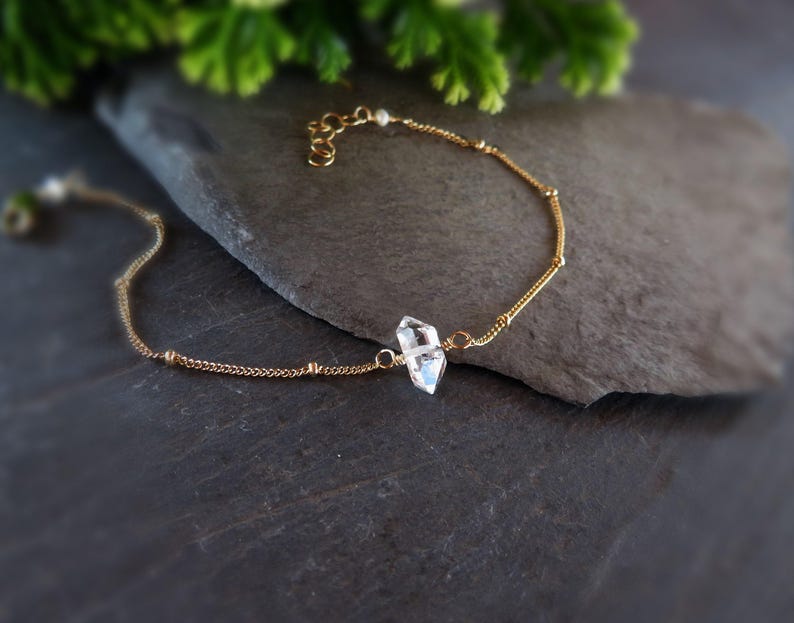 Herkimer diamanten armband, fijn kristal, verstelbare ketting afbeelding 4