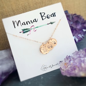 Mama bear necklace, gift for mom for mom, pregnancy gift, mom and baby necklace, bear and cubs charm necklace, gift for wife