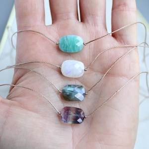 Minimalistische Halskette, Edelsteinkette, Edelsteinkette, Edelsteinkette, Edelsteinkette für Männer & Frauen