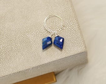 Lapis Lazuli Sterling Silver Earrings: Wire Wrapped Gemstone Dangles
