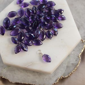 Loose purple amethyst charm for necklaces charm bar charms gemstone dangle wire wrapped gem pendant for jewelry making, earring charms
